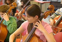 Musikgruppe bei der Probe in der Jugendherberge