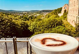 Kaffee mit Ausblick von der Burg-Jugendherberge Altleiningen